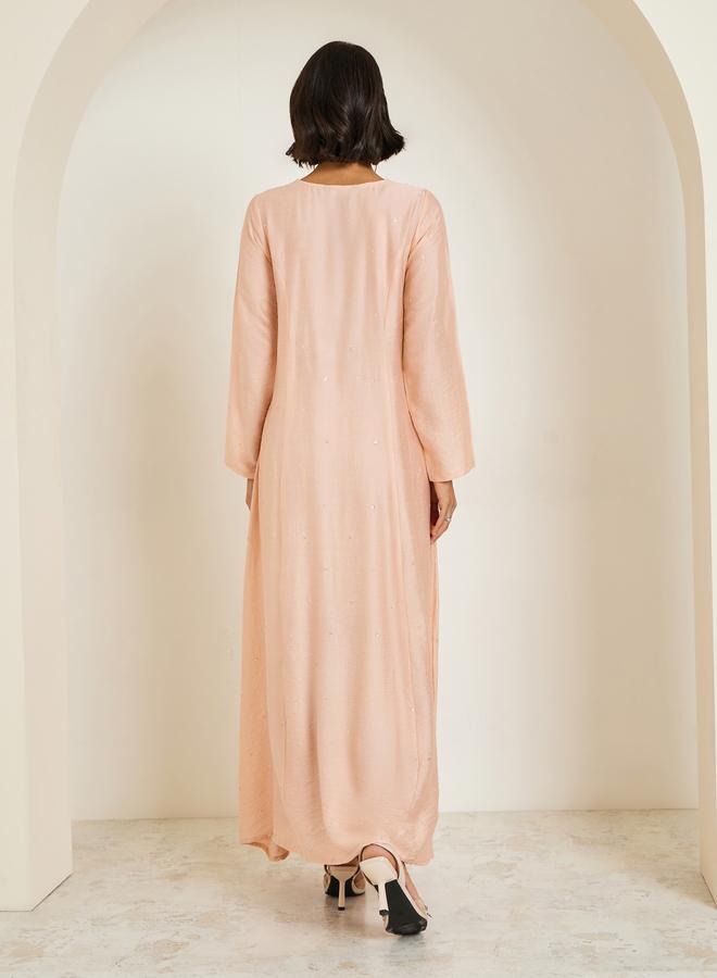 Amirah Women Pink Embellished A-Line Jalabiya - Image 5