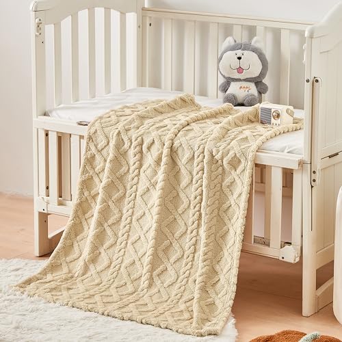 Yurhap Sherpa Fleece Baby Blanket, Ultra Soft Fluffy Premium Baby Blankets for Boys Girls, Cozy Infant Toddler Newborn Receiving Blankets for Crib Stroller 30”×40” (Khaki) - Image 3