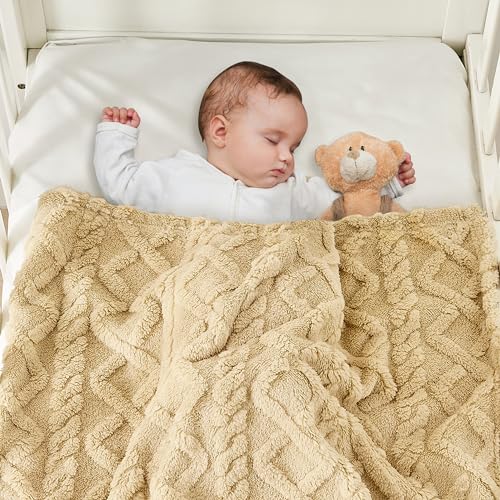 Yurhap Sherpa Fleece Baby Blanket, Ultra Soft Fluffy Premium Baby Blankets for Boys Girls, Cozy Infant Toddler Newborn Receiving Blankets for Crib Stroller 30”×40” (Khaki) - Image 2