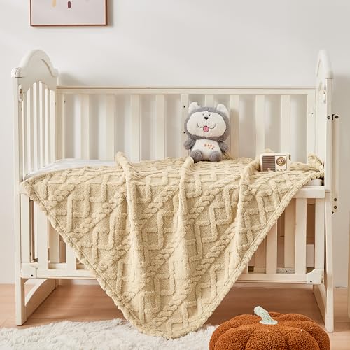 Yurhap Sherpa Fleece Baby Blanket, Ultra Soft Fluffy Premium Baby Blankets for Boys Girls, Cozy Infant Toddler Newborn Receiving Blankets for Crib Stroller 30”×40” (Khaki) - Image 5