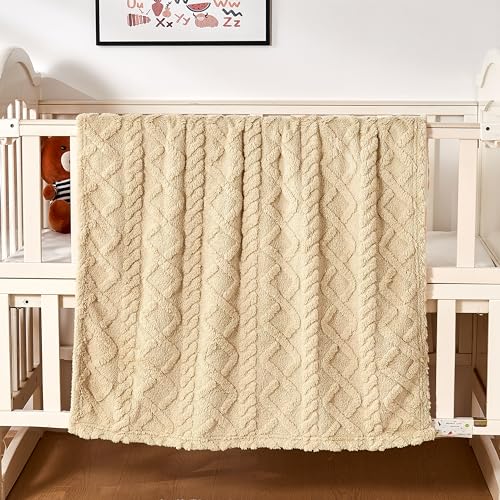 Yurhap Sherpa Fleece Baby Blanket, Ultra Soft Fluffy Premium Baby Blankets for Boys Girls, Cozy Infant Toddler Newborn Receiving Blankets for Crib Stroller 30”×40” (Khaki) - Image 1