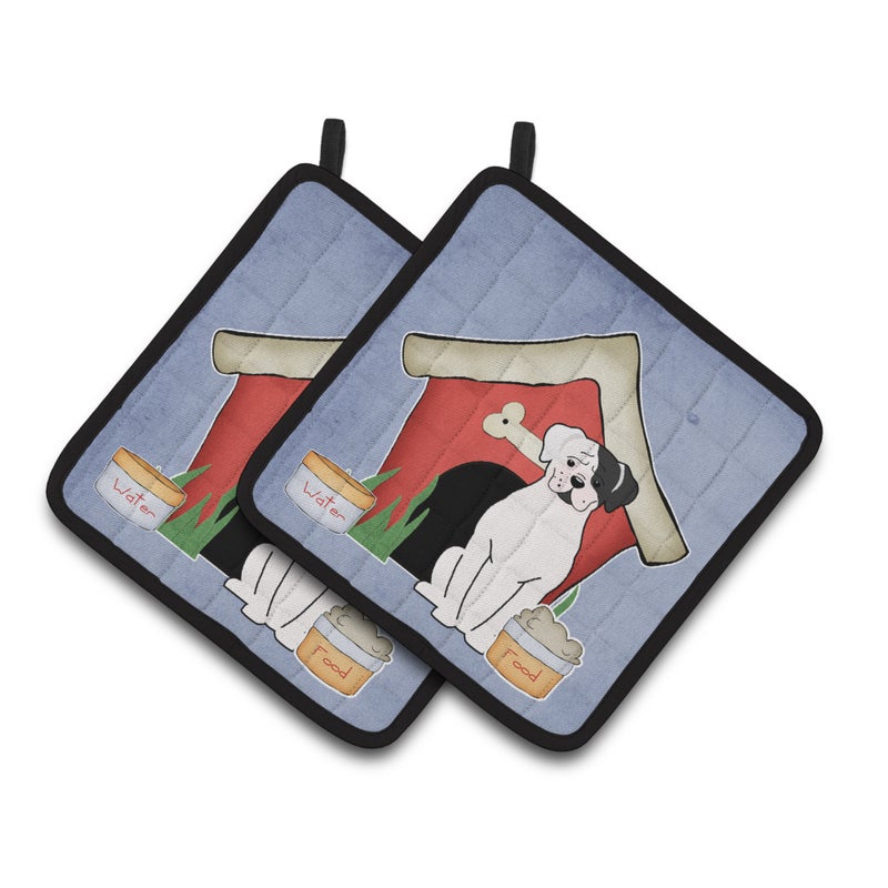 Caroline's Treasures ""Caroline's Treasures Dog House Collection White Boxer Cooper Pair of Pot Holders BB2868PTHD  7.5HX7.5W  Multicolor"" 