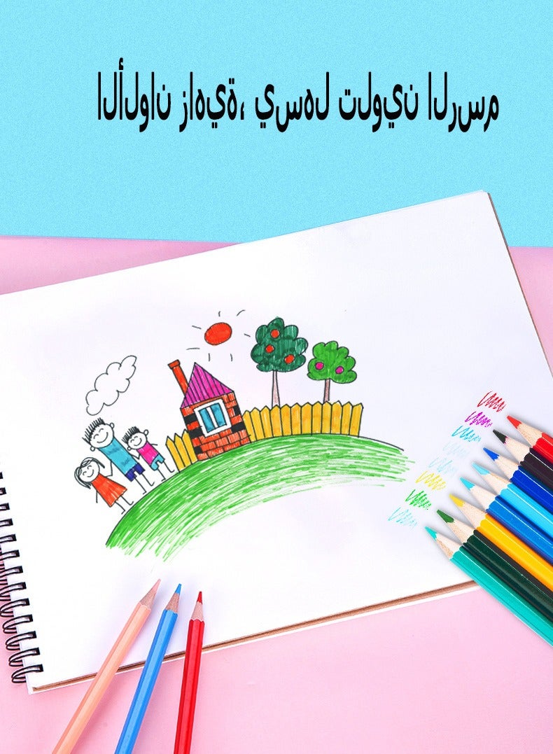 كيبانج QIBANG 24 لون أقلام ملونة للبالغين كتب التلوين ، مجموعة أقلام ملونة ناعمة الأساسية للبالغين ، المبتدئين للأطفال ، فنان ، أقلام رصاص الرسم الاحترافية اللوازم الفنية للمزج والرسم - Image 4