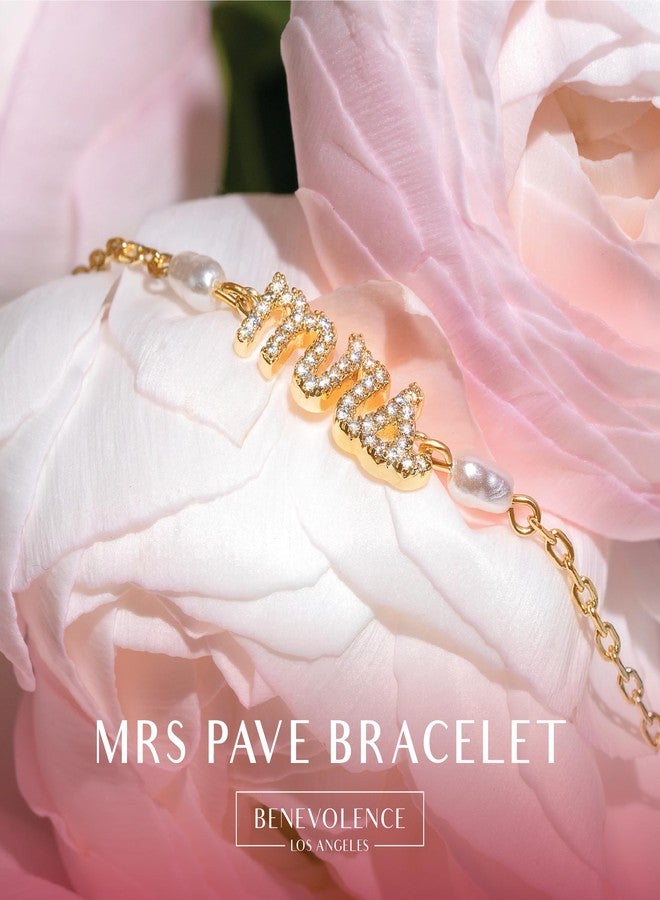 Benevolence LA Mrs Bracelet with Pave Stones, Gold Dipped Chain Bracelet for Women, Bachelorette Gifts for Bride, Bridal Shower Gift, Bride To Be Accessories, Designed in California - Image 2