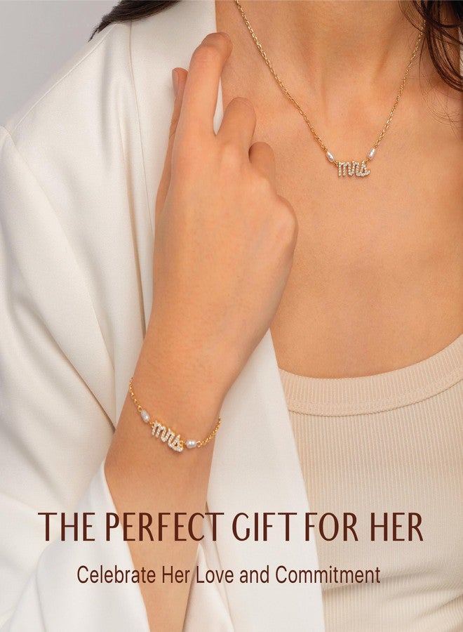 Benevolence LA Mrs Bracelet with Pave Stones, Gold Dipped Chain Bracelet for Women, Bachelorette Gifts for Bride, Bridal Shower Gift, Bride To Be Accessories, Designed in California - Image 5
