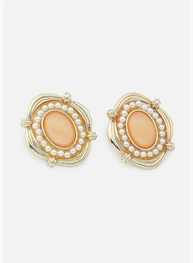 SOHI Gold Plated Party Designer Stone Stud For Women