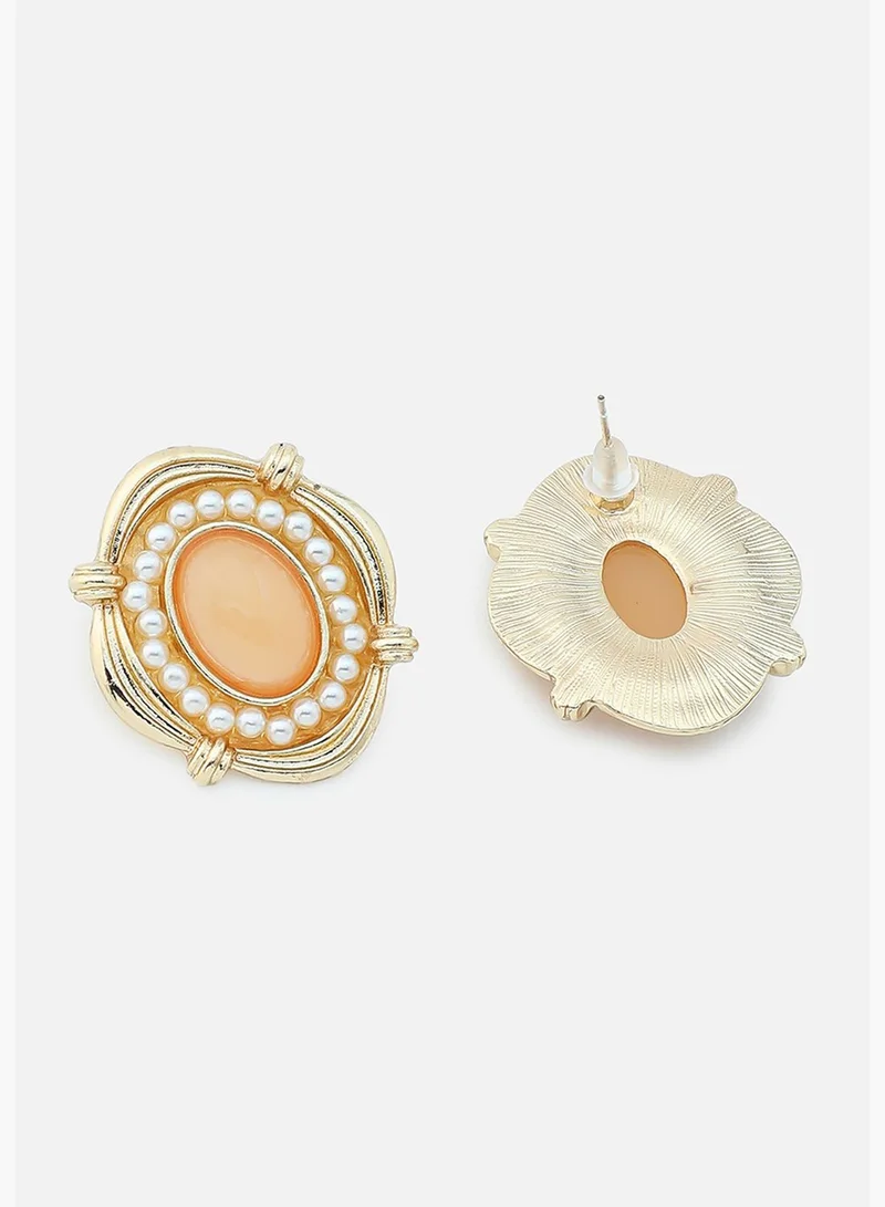 SOHI Gold Plated Party Designer Stone Stud For Women