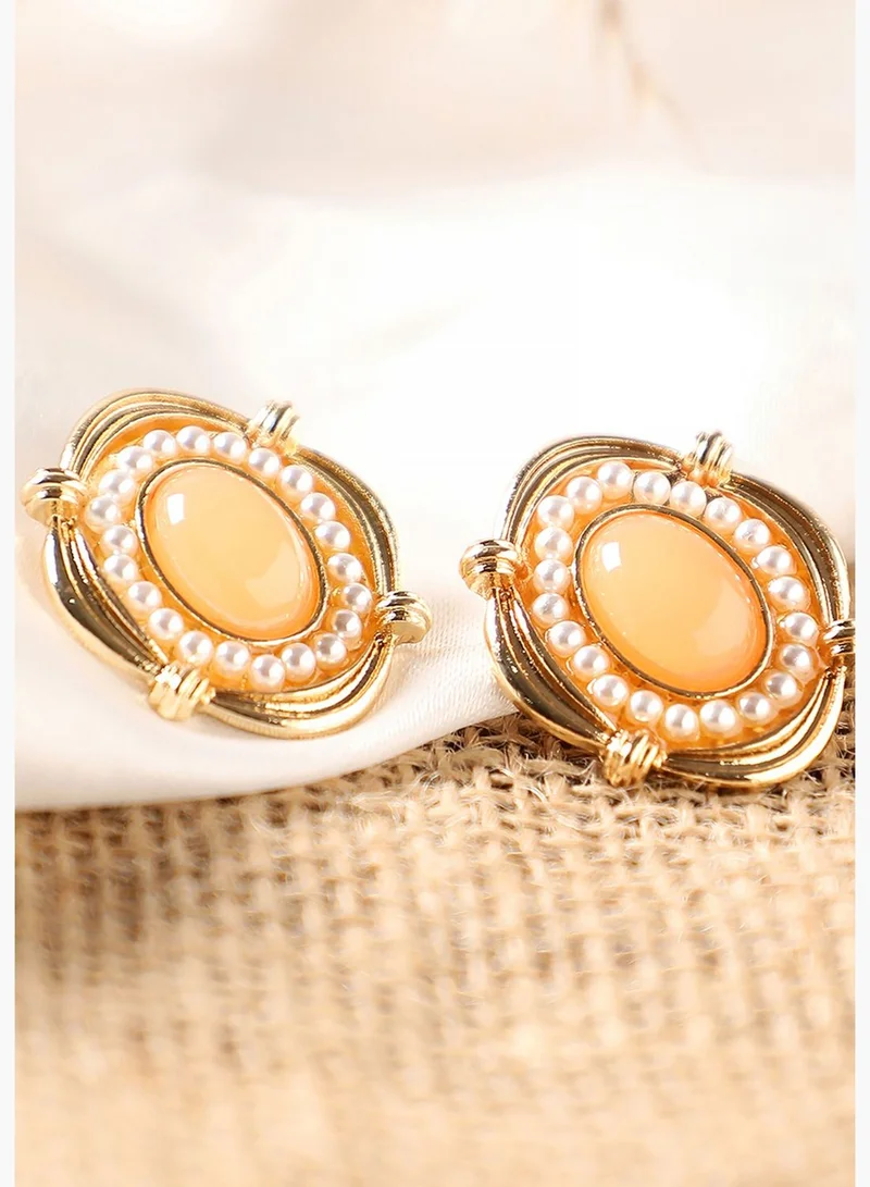 SOHI Gold Plated Party Designer Stone Stud For Women