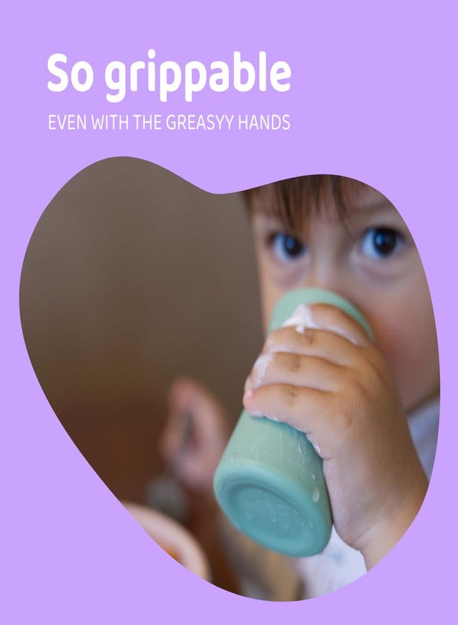 APLAINR Grip Cup, Silicone Open Training Cup for Baby and Toddler, 3 fl oz, Easy Grip, Non-Slip, Heavy Base, Microwave & Dishwasher Safe, No BPA, Pack of 2, Oat Cream - Image 3