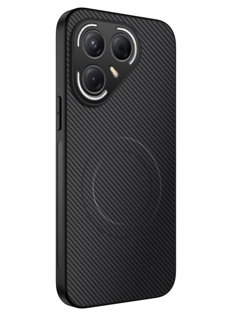 كومبي جراب ناعم من ألياف الكربون لهاتف Tecno Pova 7 5G، مع غطاء شحن لاسلكي Magsafe