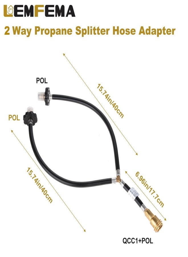 Lemfema Y-Splitter Dual Propane Tank Converter Hose Adapter, Two Way POL Inlet and POL/QCC1 Regulator Exit Connect to 5-100lbs Propane Tank for Heaters, Grills, Fire Pit, Turkey Fryer, Fireplaces - Image 2