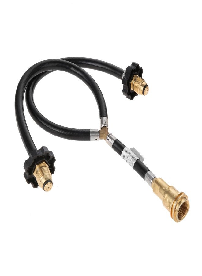 Lemfema Y-Splitter Dual Propane Tank Converter Hose Adapter, Two Way POL Inlet and POL/QCC1 Regulator Exit Connect to 5-100lbs Propane Tank for Heaters, Grills, Fire Pit, Turkey Fryer, Fireplaces - Image 1
