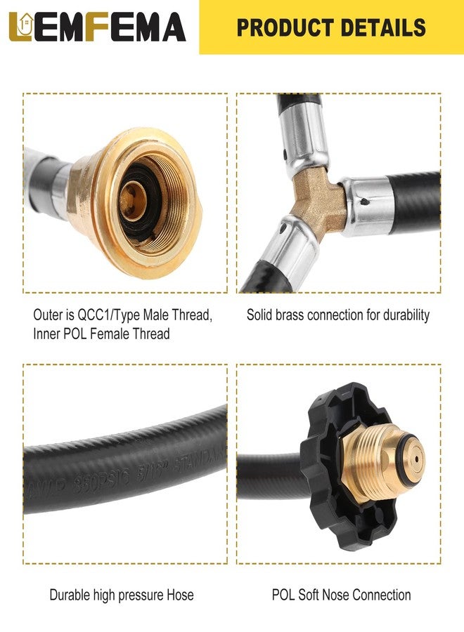 Lemfema Y-Splitter Dual Propane Tank Converter Hose Adapter, Two Way POL Inlet and POL/QCC1 Regulator Exit Connect to 5-100lbs Propane Tank for Heaters, Grills, Fire Pit, Turkey Fryer, Fireplaces - Image 3