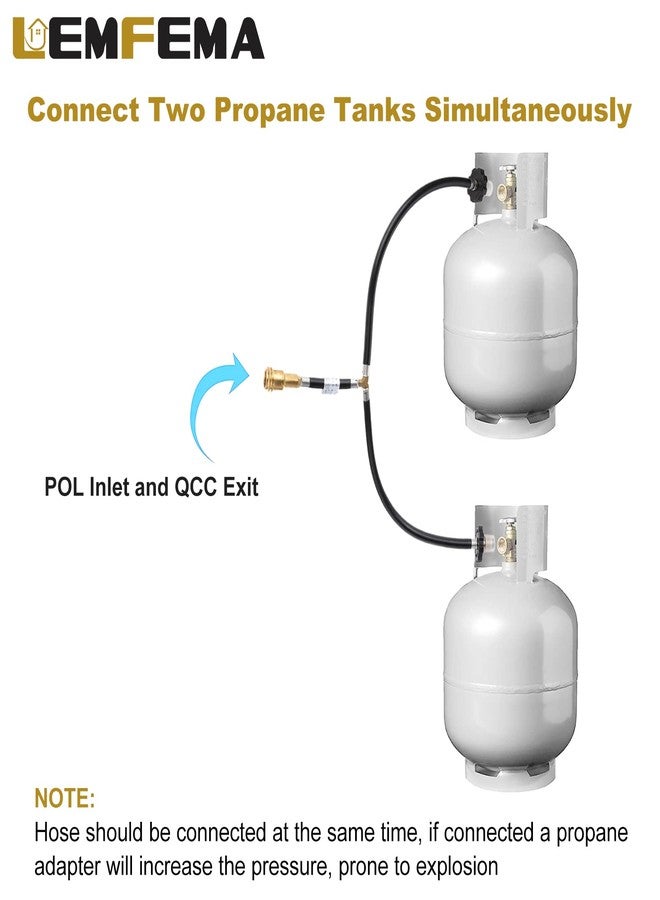 Lemfema Y-Splitter Dual Propane Tank Converter Hose Adapter, Two Way POL Inlet and POL/QCC1 Regulator Exit Connect to 5-100lbs Propane Tank for Heaters, Grills, Fire Pit, Turkey Fryer, Fireplaces - Image 4
