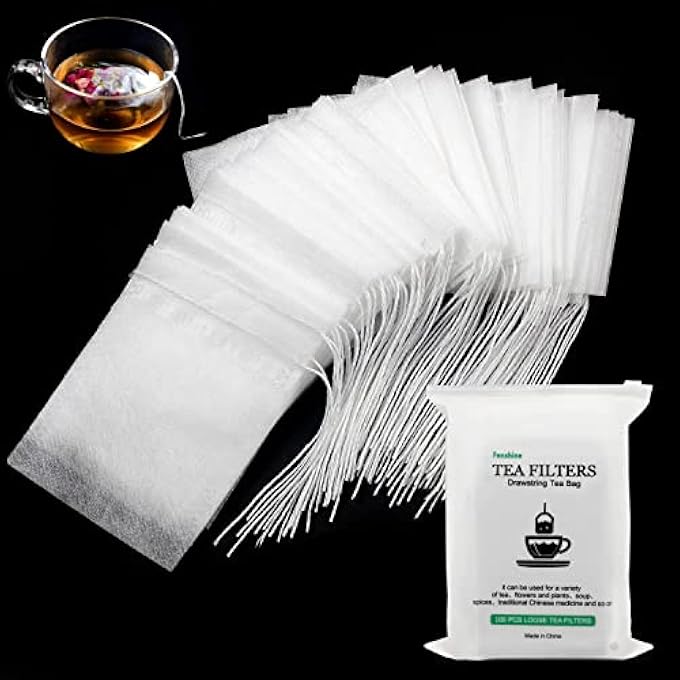 MAKINGTEC 100 Pcs Disposable Tea Bags For Loose Leaf Tea Biodegradable Tea Filter Bags With Drawstring Corn Fiber Empty Tea Bags For Loose Leaf Tea 6X8Cm - Image 1