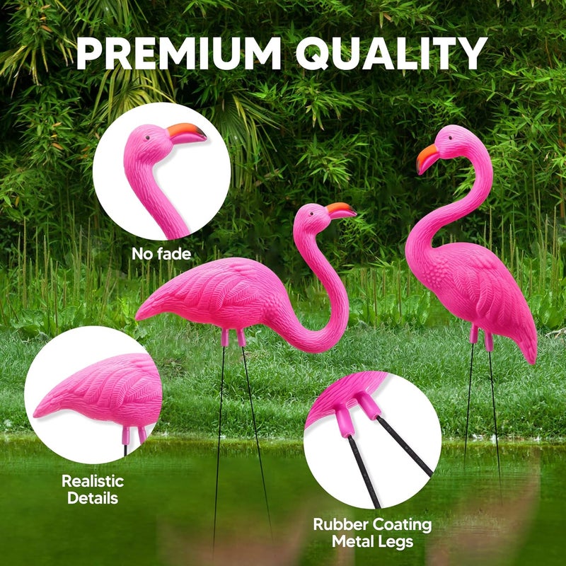 JOYIN 10 Pack Small Yard Flamingos Ornament Stakes, Mini Pink Flamingo Yard Decorations, Mini Lawn Plastic Flamingo Statue with Rubber Coating Metal Legs for Outdoor, Garden, Luau Party Gift (3-10IN) - Image 3