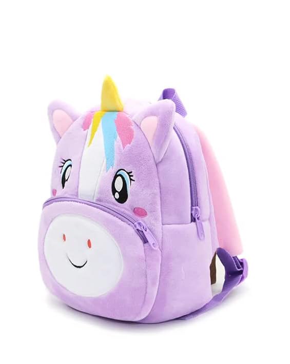 Frantic Kids Soft Cartoon Travelling School Bag Soft Plush 2 Compartment Backpacks Boys Girls Baby for 2 to 5 Years Baby/Boys/Girls Nursery, Preschool, Picnic(1_Purple_Mini_2023_A) - Image 2