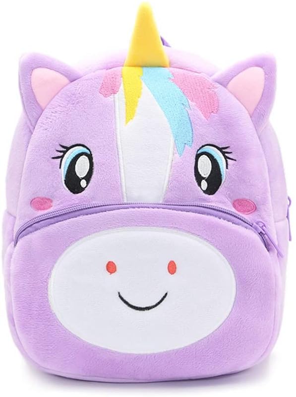 Frantic Kids Soft Cartoon Travelling School Bag Soft Plush 2 Compartment Backpacks Boys Girls Baby for 2 to 5 Years Baby/Boys/Girls Nursery, Preschool, Picnic(1_Purple_Mini_2023_A) - Image 1
