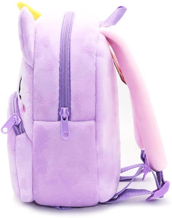 Frantic Kids Soft Cartoon Travelling School Bag Soft Plush 2 Compartment Backpacks Boys Girls Baby for 2 to 5 Years Baby/Boys/Girls Nursery, Preschool, Picnic(1_Purple_Mini_2023_A) - Image 3