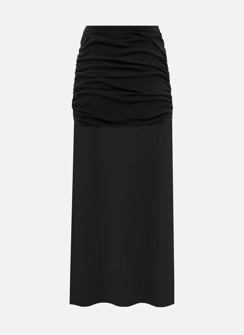 Lichi Jersey midi skirt with draped hips