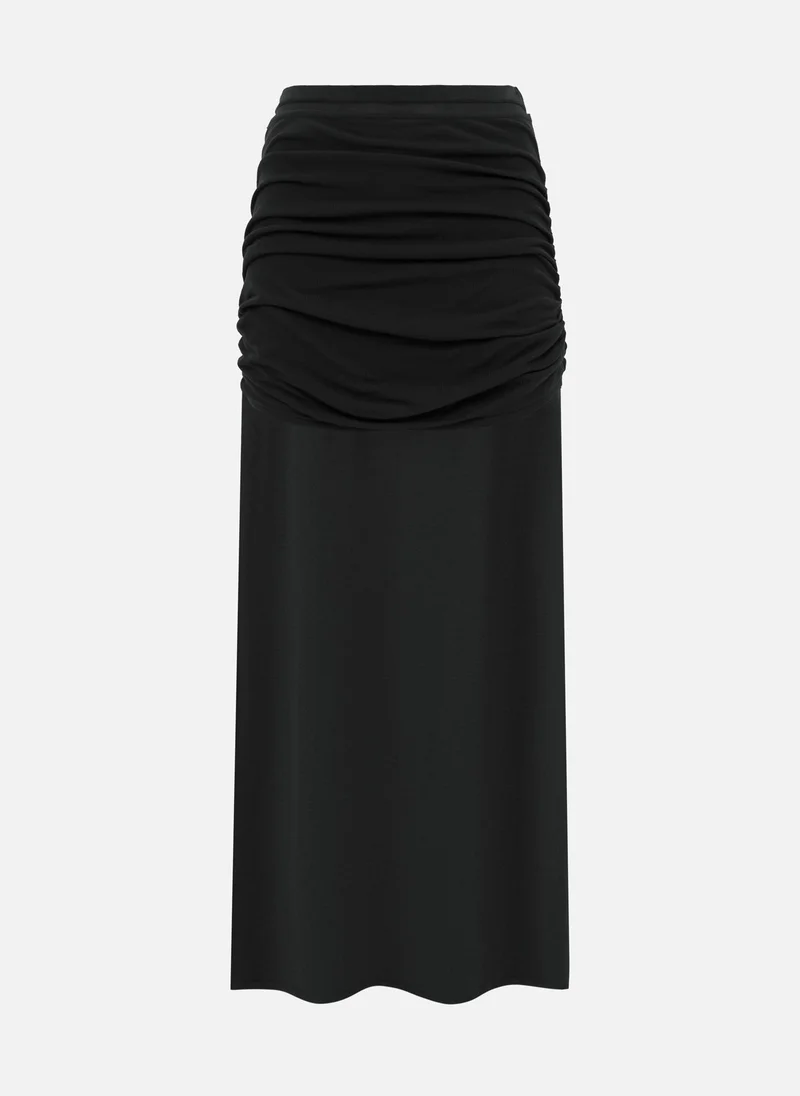 Lichi Jersey midi skirt with draped hips