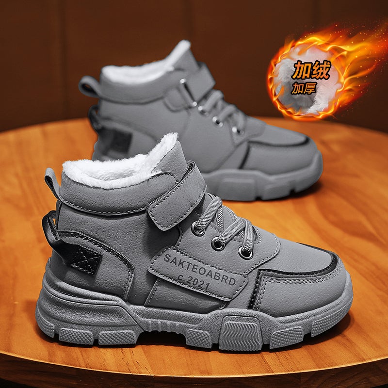 Boys Shoes Cotton Shoes Winter Fleece-Lined Warm Children'S Sneaker Middle And Big Children'S Cotton Winter Shoes - Image 3