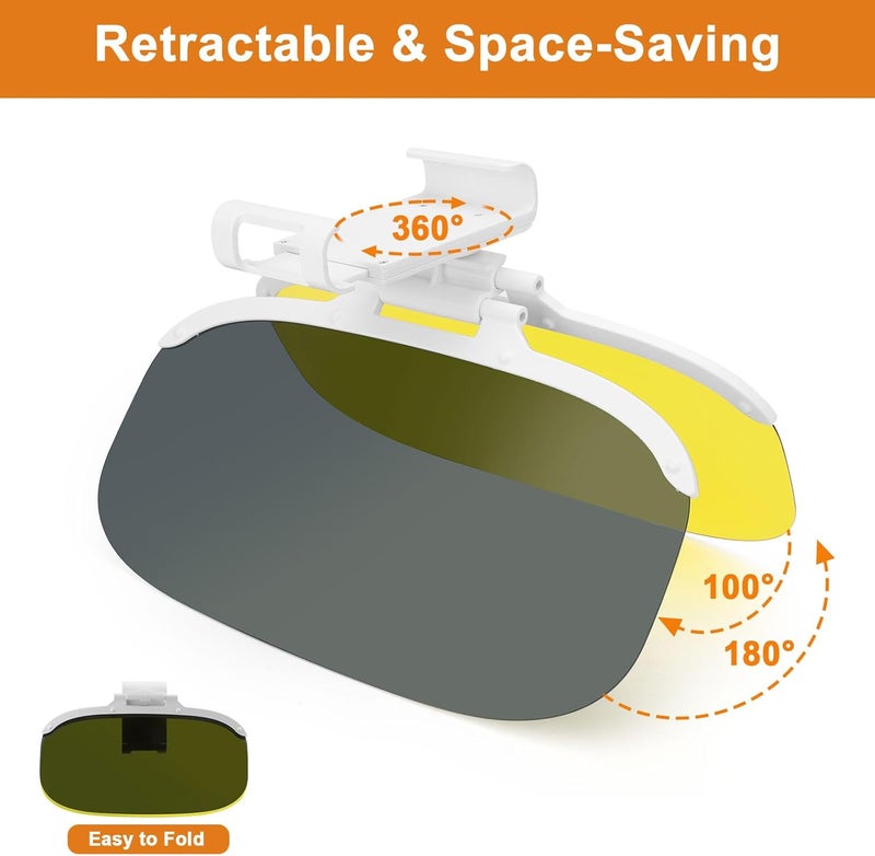 Linkstyle Car Sun Visor 2 in 1 for Day and Night, Car Sun Visor Extension with Adjustment Button, Anti-Glare UV Protection, Clip-On for Cars, Trucks and SUVs, Yellow & Black - Image 5