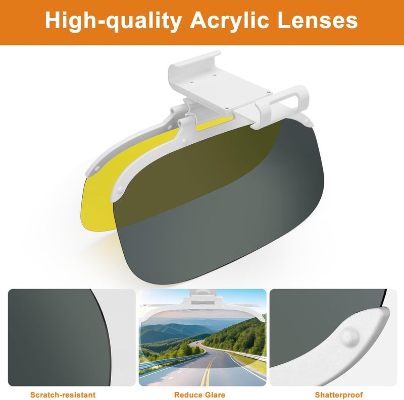 Linkstyle Car Sun Visor 2 in 1 for Day and Night, Car Sun Visor Extension with Adjustment Button, Anti-Glare UV Protection, Clip-On for Cars, Trucks and SUVs, Yellow & Black - Image 4