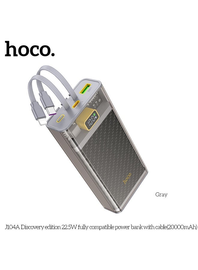 hoco. J104A Discovery edition 22.5W fully compatible power bank with cable(20000mAh, Grey) - Image 2