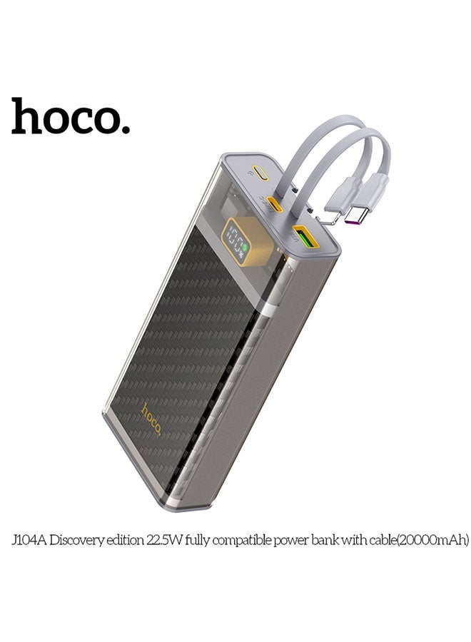 hoco. J104A Discovery edition 22.5W fully compatible power bank with cable(20000mAh, Grey) - Image 3
