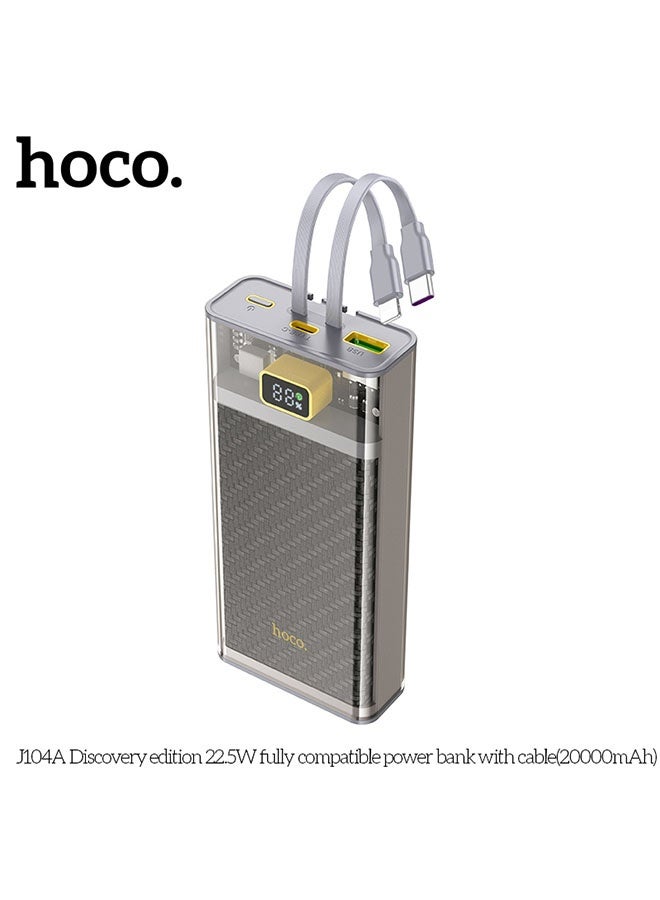 hoco. J104A Discovery edition 22.5W fully compatible power bank with cable(20000mAh, Grey) - Image 4