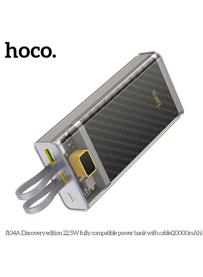 hoco. J104A Discovery edition 22.5W fully compatible power bank with cable(20000mAh, Grey) - Image 5