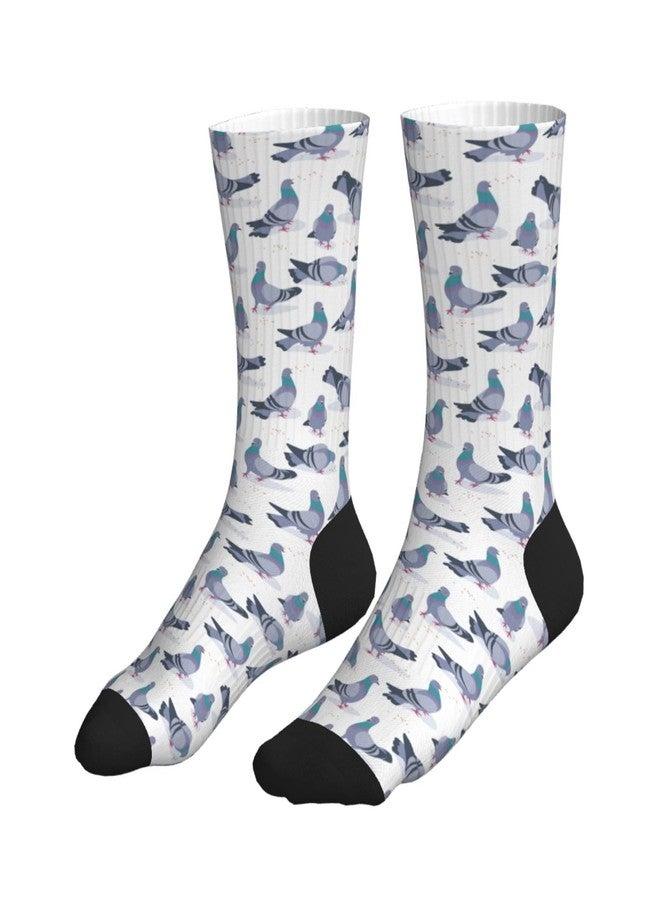 MOLIAN Bluish Pigeons Athletic Crew Socks For Women Men Novelty Sports Socks - Image 1