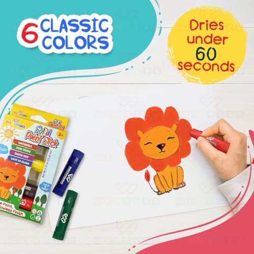 Wembley Neon Paint Stick| 6 Neon Color Art Set for Creative Kids| Colorful Non-Toxic Color Set for Kids for Painting| Mess-Free Colors Set, Assorted - Image 2
