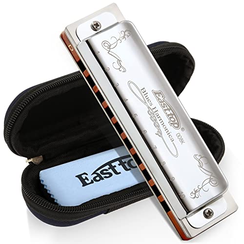 East top Diatonic Harmonica Key of D 10 Holes 20 Tones 008K Blues Diatonic Mouth Organ Harmonica with Silver Cover, Standard Harmonicas For Adults, Professionals and Students - Image 4
