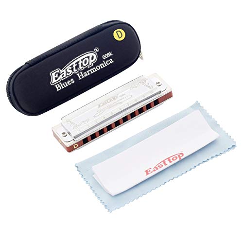 East top Diatonic Harmonica Key of D 10 Holes 20 Tones 008K Blues Diatonic Mouth Organ Harmonica with Silver Cover, Standard Harmonicas For Adults, Professionals and Students - Image 5