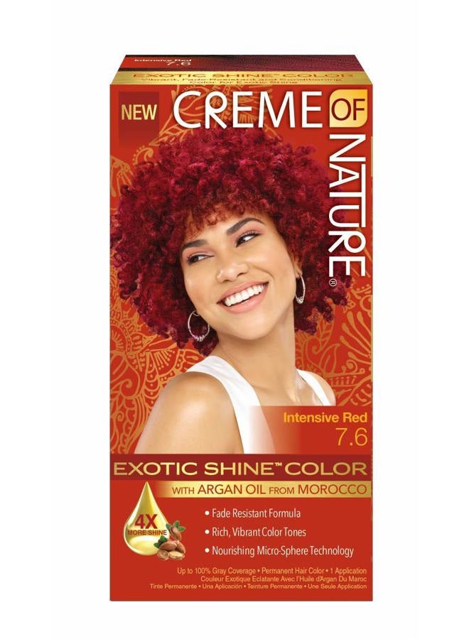 Creme of Nature لون شعر لامع غريب من كريم الطبيعة، 7.6 أحمر مكثف، مع زيت الأركان من المغرب، 1 تطبيق
