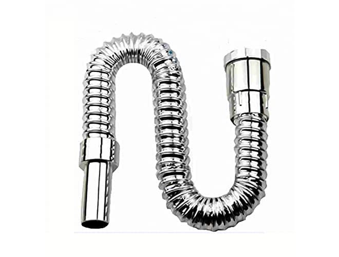 ZAP Chrome Waste Pipe 1 1/4 Inch Flexible PVC Hose for Wash Basin, Kitchen Sink & Bathroom | Heavy Duty CP Drain Hose Outlet Tube Connector | Leak-Proof, Rust-Free Water Outlet Pipe - Image 1