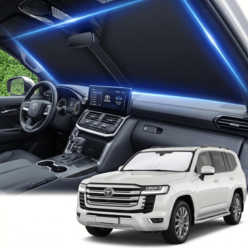 AuyNeas Windshield Sun Shade for Toyota Land Cruiser 2024 2025 2026 Sunshade Front Window Shade Custom Fit Land Cruiser Accessories Sun Visor Foldable Shade Blocks UV Rays Accessories - Image 1