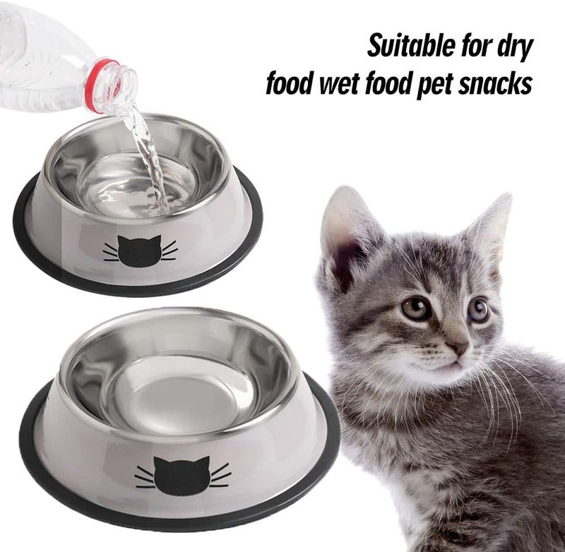 Stainless Steel Cat/Dog Bowls with Rubber Base Non-Slip Puppy Dish,Pets Feeder Bowl and Water Bowl Perfect Choice (Grey+Grey) - Image 5