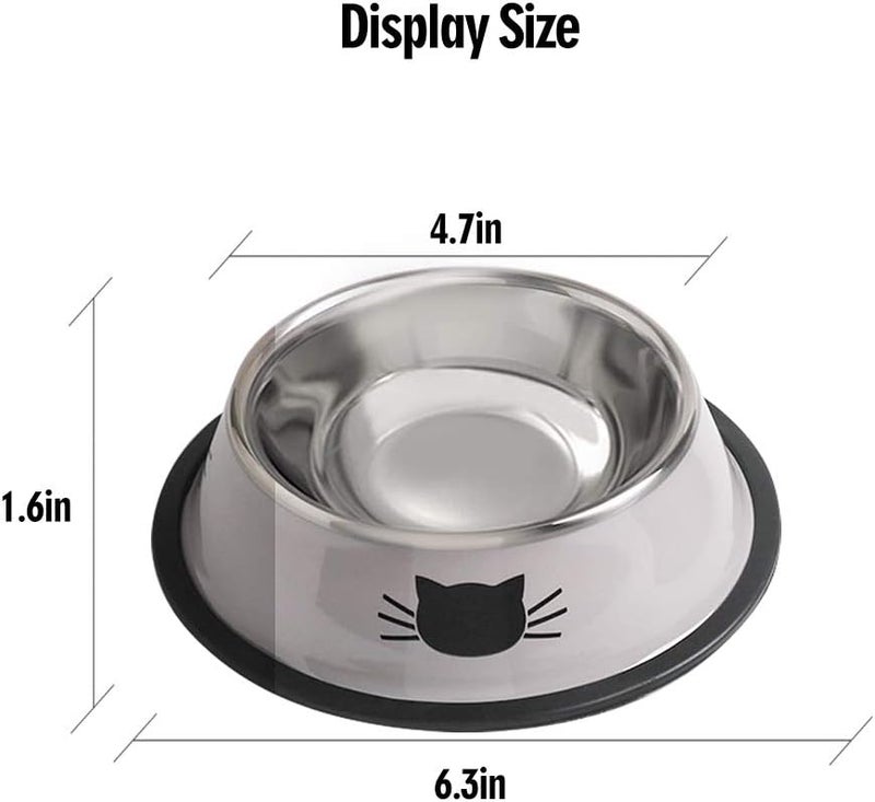 Stainless Steel Cat/Dog Bowls with Rubber Base Non-Slip Puppy Dish,Pets Feeder Bowl and Water Bowl Perfect Choice (Grey+Grey) - Image 3