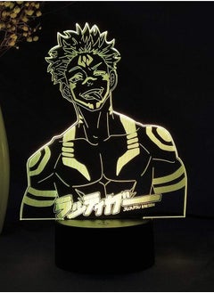 althiqahkey Anime Jujutsu Kaisen Ryomen Sukuna Figure 3D LED Night Light Manga Figure Desk Lamp Bedroom Decoration Lamp Home Decor Nightlight Birthday Gift for Kids Child Bedside Lamp  - Image 4