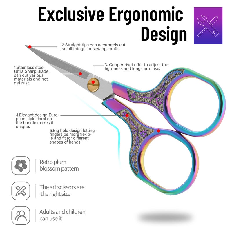 GLEXAL Small sharp scissors-Glexal 5 Inch Precision Scissors-2 pack,razor Sharp Blade Shears for craft embroidery sewing school office cuttingâ€¦ - Image 5