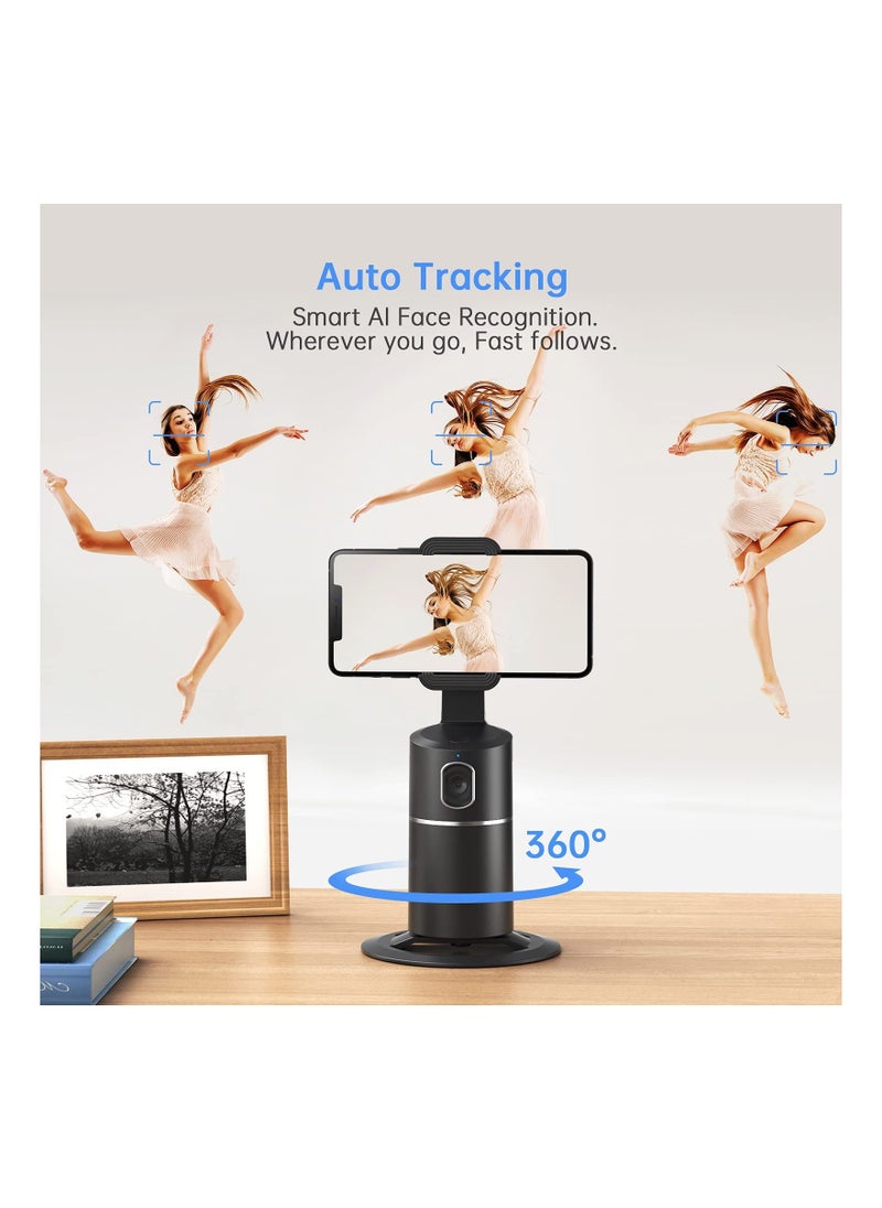 SYOSI - Auto Face Tracking Tripod, SYOSI 360° Rotation Phone Camera Mount, No App Required, Smart Shooting Phone Tracking Holder for Live Vlog Streaming Video, Rechargeable Battery-Black - Image 1