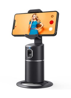 Auto Face Tracking Tripod, SYOSI 360° Rotation Phone Camera Mount, No App Required, Smart Shooting Phone Tracking Holder for Live Vlog Streaming Video, Rechargeable Battery-Black