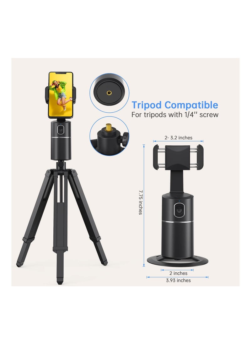 SYOSI - Auto Face Tracking Tripod, SYOSI 360° Rotation Phone Camera Mount, No App Required, Smart Shooting Phone Tracking Holder for Live Vlog Streaming Video, Rechargeable Battery-Black - Image 1