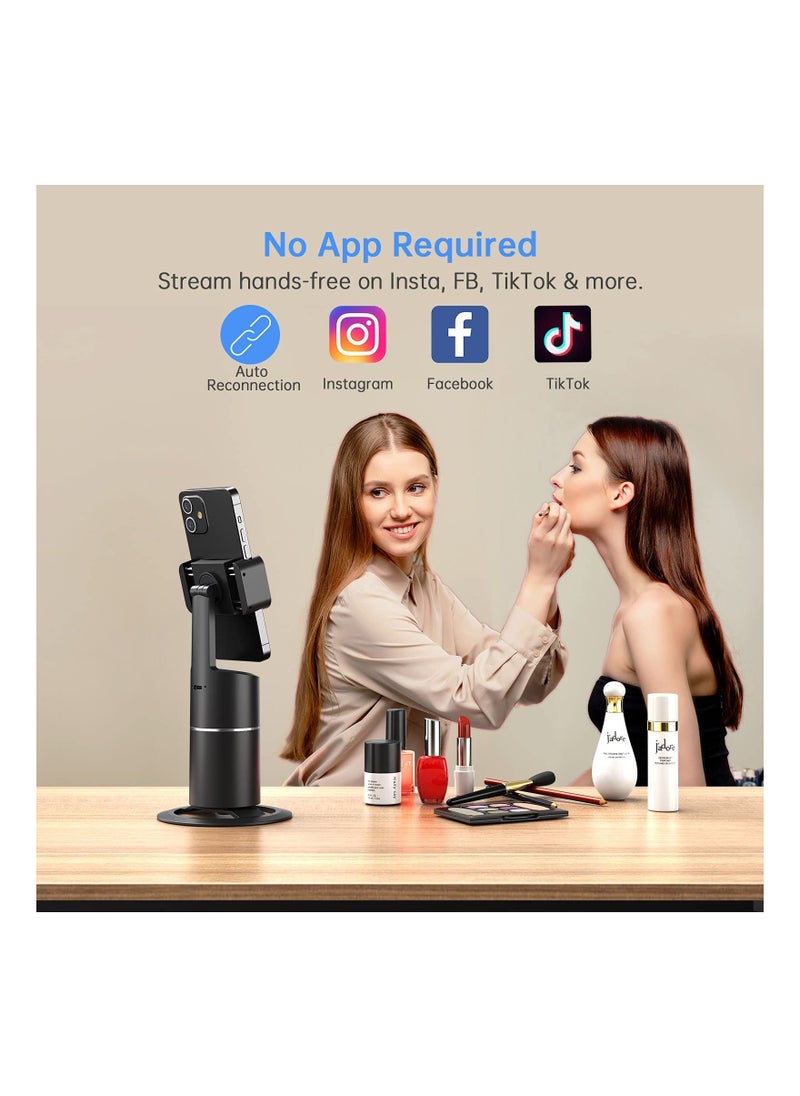 SYOSI - Auto Face Tracking Tripod, SYOSI 360° Rotation Phone Camera Mount, No App Required, Smart Shooting Phone Tracking Holder for Live Vlog Streaming Video, Rechargeable Battery-Black - Image 1