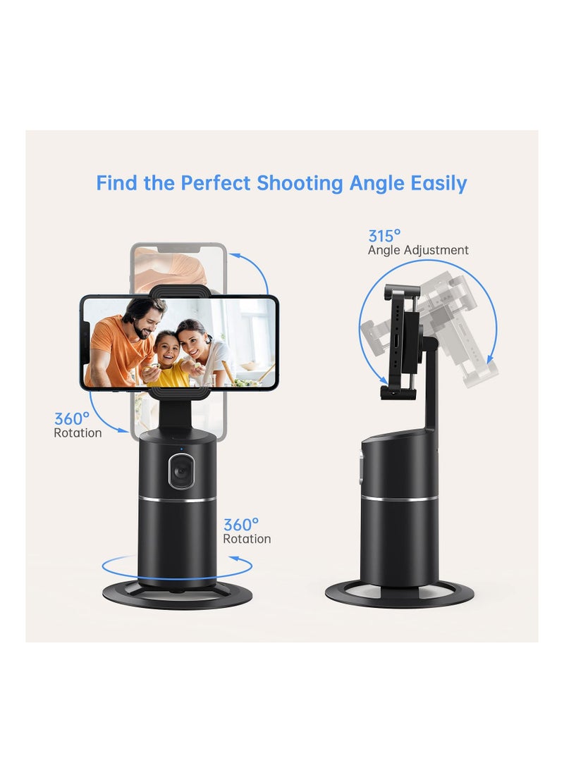 SYOSI - Auto Face Tracking Tripod, SYOSI 360° Rotation Phone Camera Mount, No App Required, Smart Shooting Phone Tracking Holder for Live Vlog Streaming Video, Rechargeable Battery-Black - Image 1