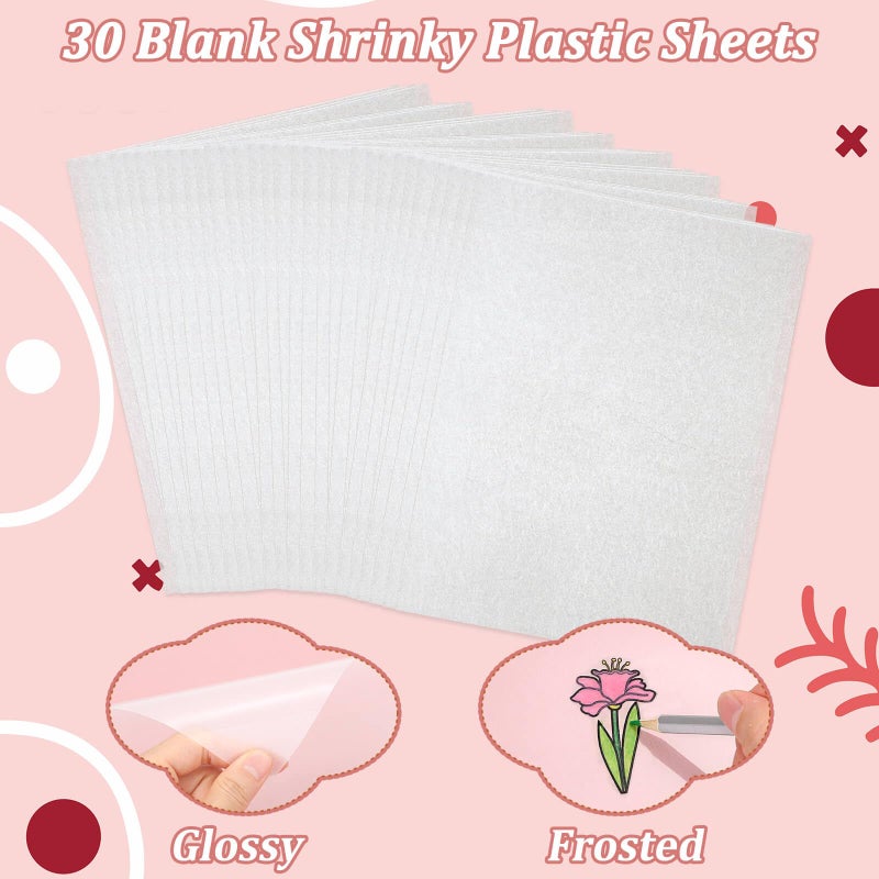 Thrilez 250 Pieces Shrinky Plastic Sheets Keychain kit, Including Shrinky Paper, Colored Pencils, Tassels, Keychain Rings, Hair Clips, Earring Hooks, Hole Punch for Creative Crafts - Image 4