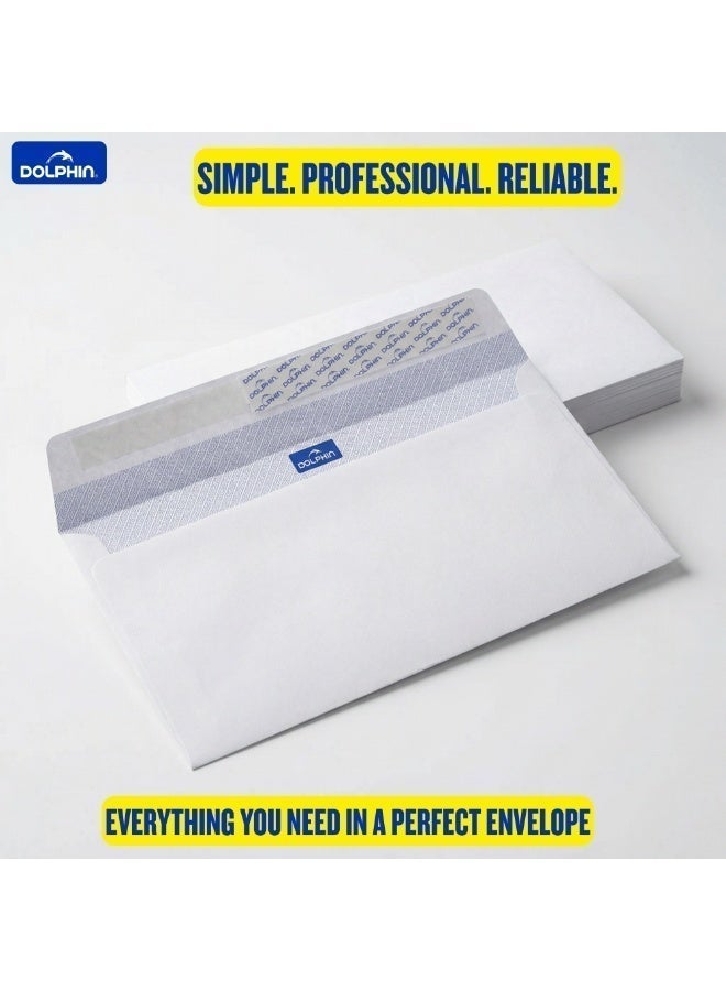 Dolphin White Pocket Envelopes 4.5 x 9 Inch 80 GSM Peel & Seal Closure, Pack of 50 - Image 3
